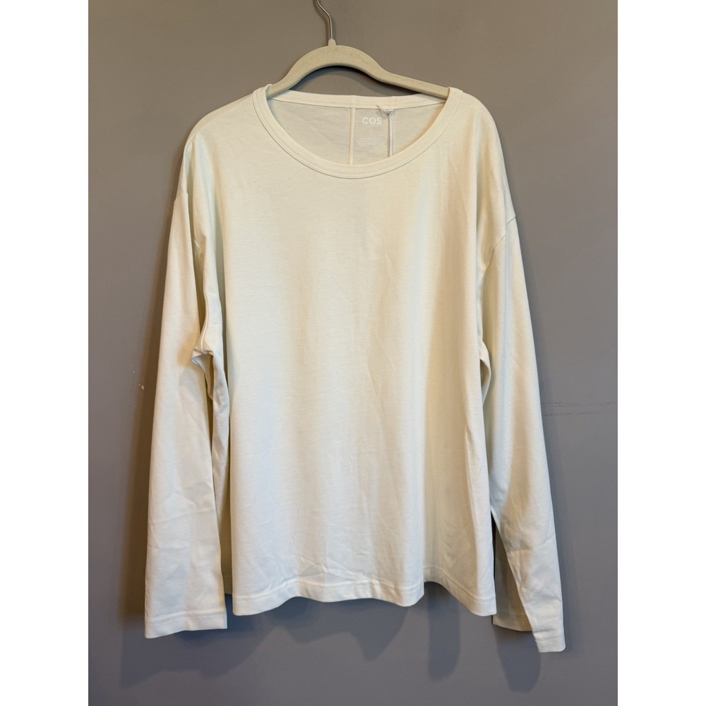 NEW COS Ivory Long Sleeve Boxy Tshirt Large Minimalist Lagenlook